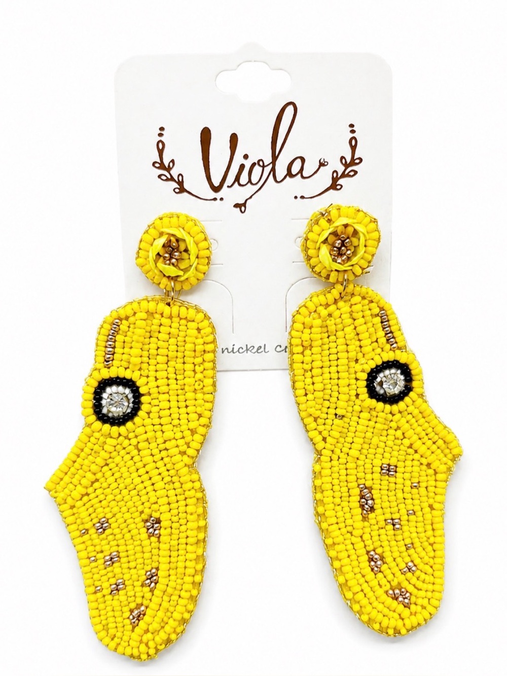 Yellow Beaded Dangle Earrings